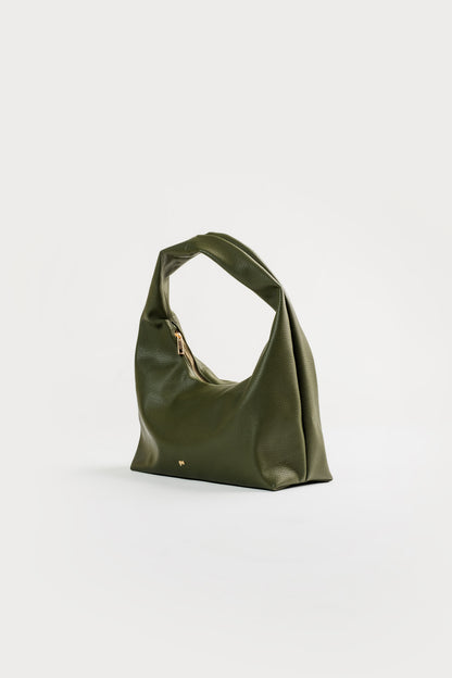 [ON HAND] Medium Hobo Bag in Moss (Heavy Pebbled)