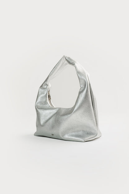 [ON HAND] Medium Hobo Bag in Silver (Heavy Pebbled)