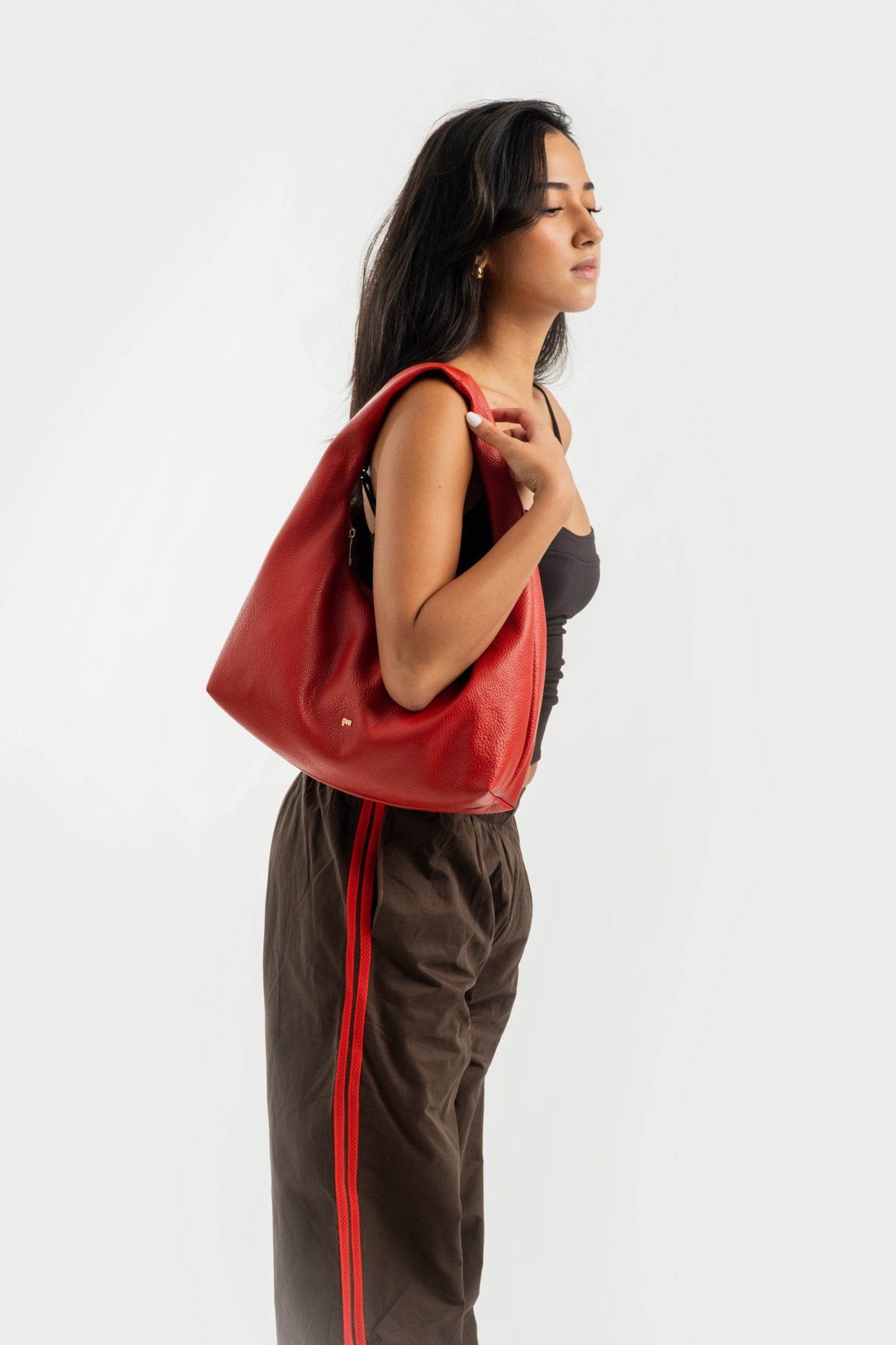 [ON HAND] Medium Hobo Bag in Tomato (Heavy Pebbled)