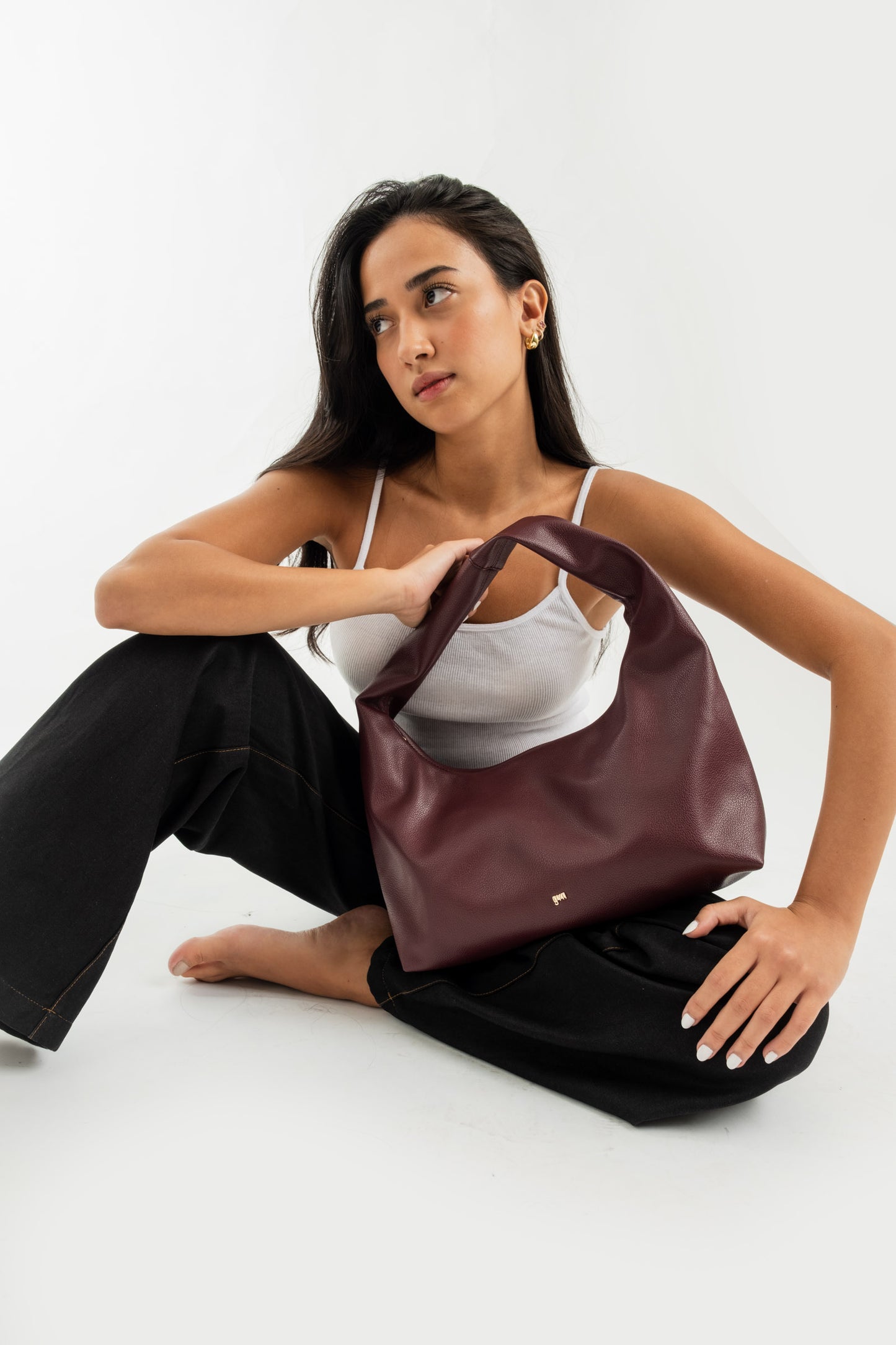 [PRE-ORDER] Medium Hobo Bag in Oxblood (Light Pebbled)