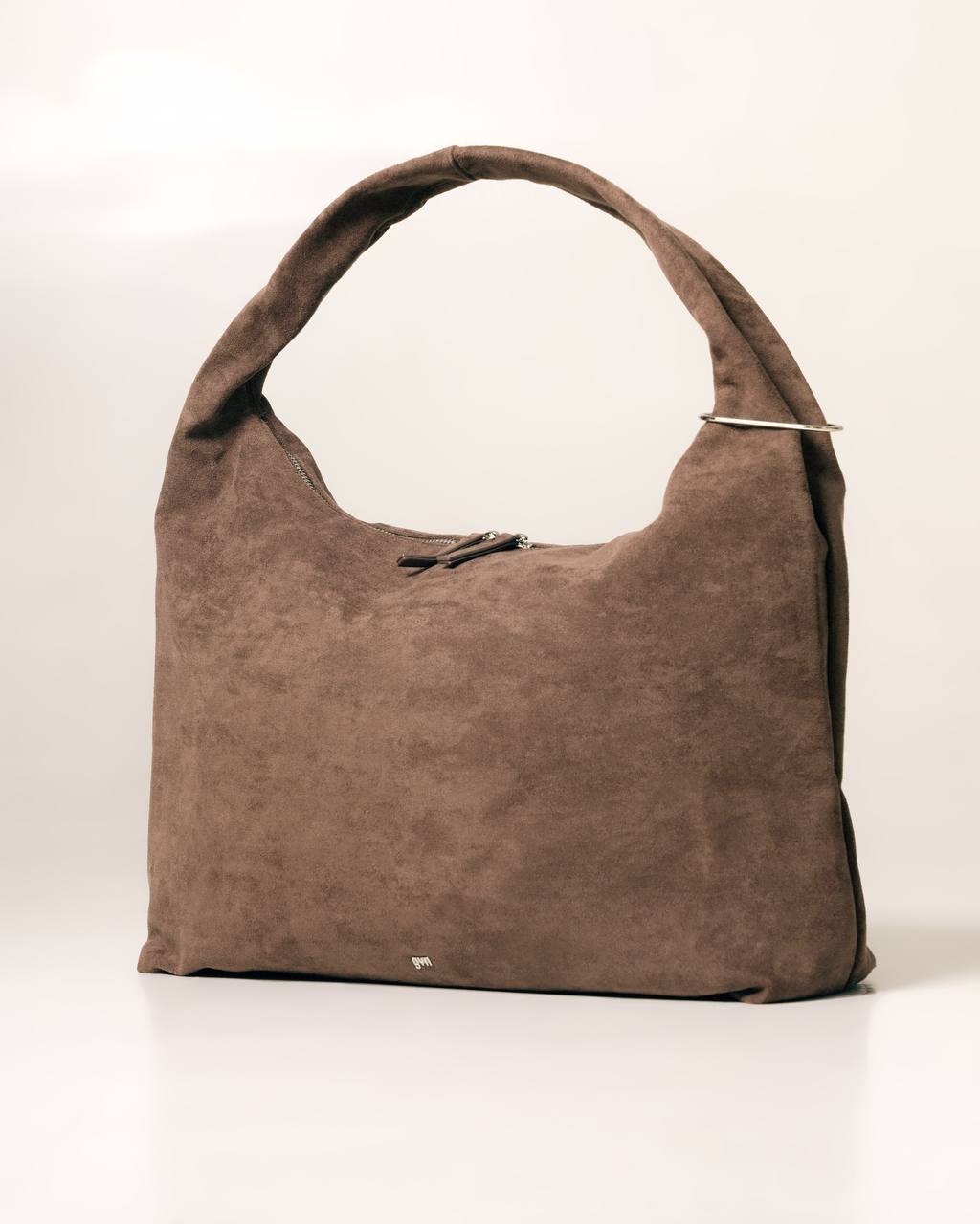 Large Hobo Bag in Suede Taupe