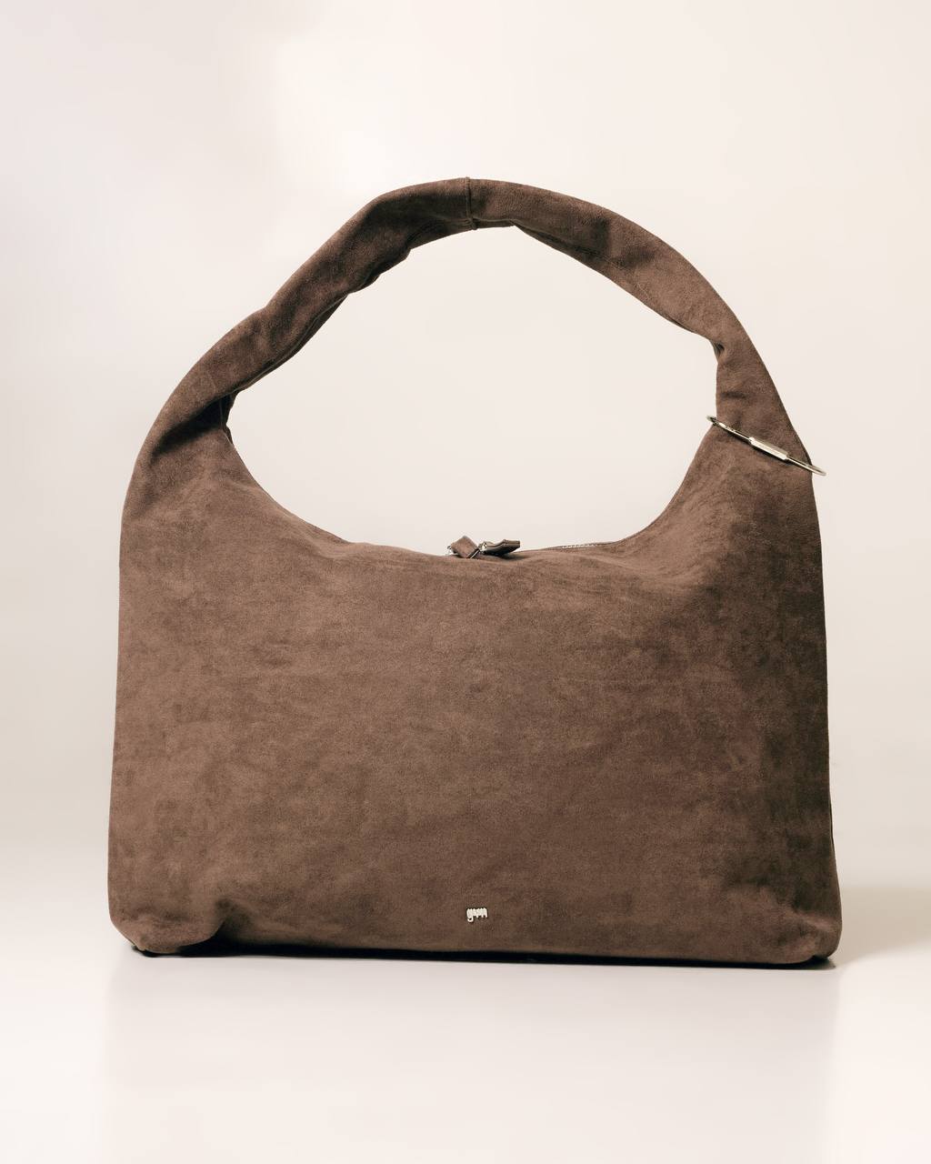 Large Hobo Bag in Suede Taupe
