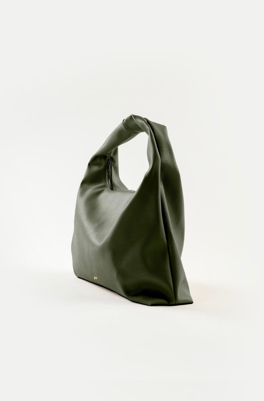 Large Hobo Bag in Moss (Heavy Pebbled)