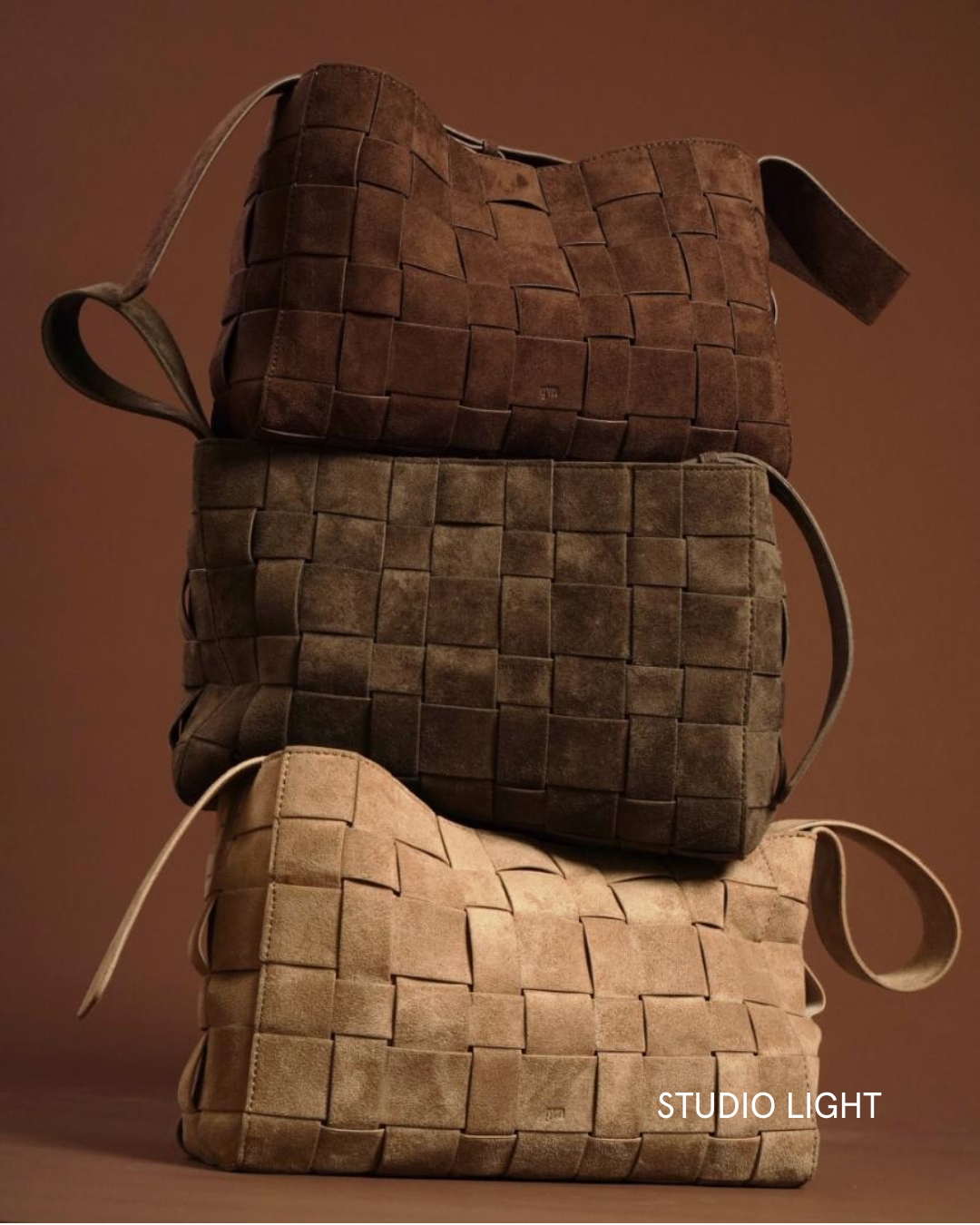 Woven Frame Bag in Suede Cocoa