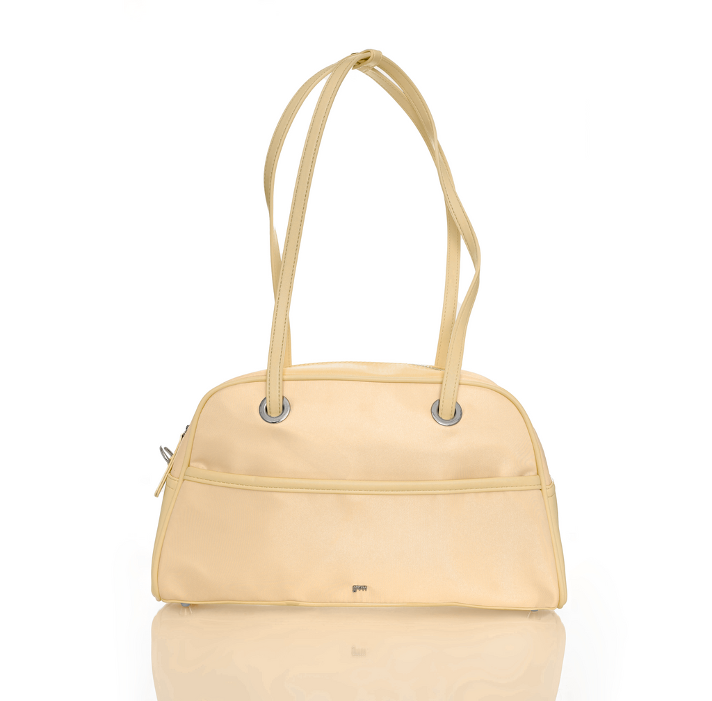 Medium Nylon Bowler Bag in Butter