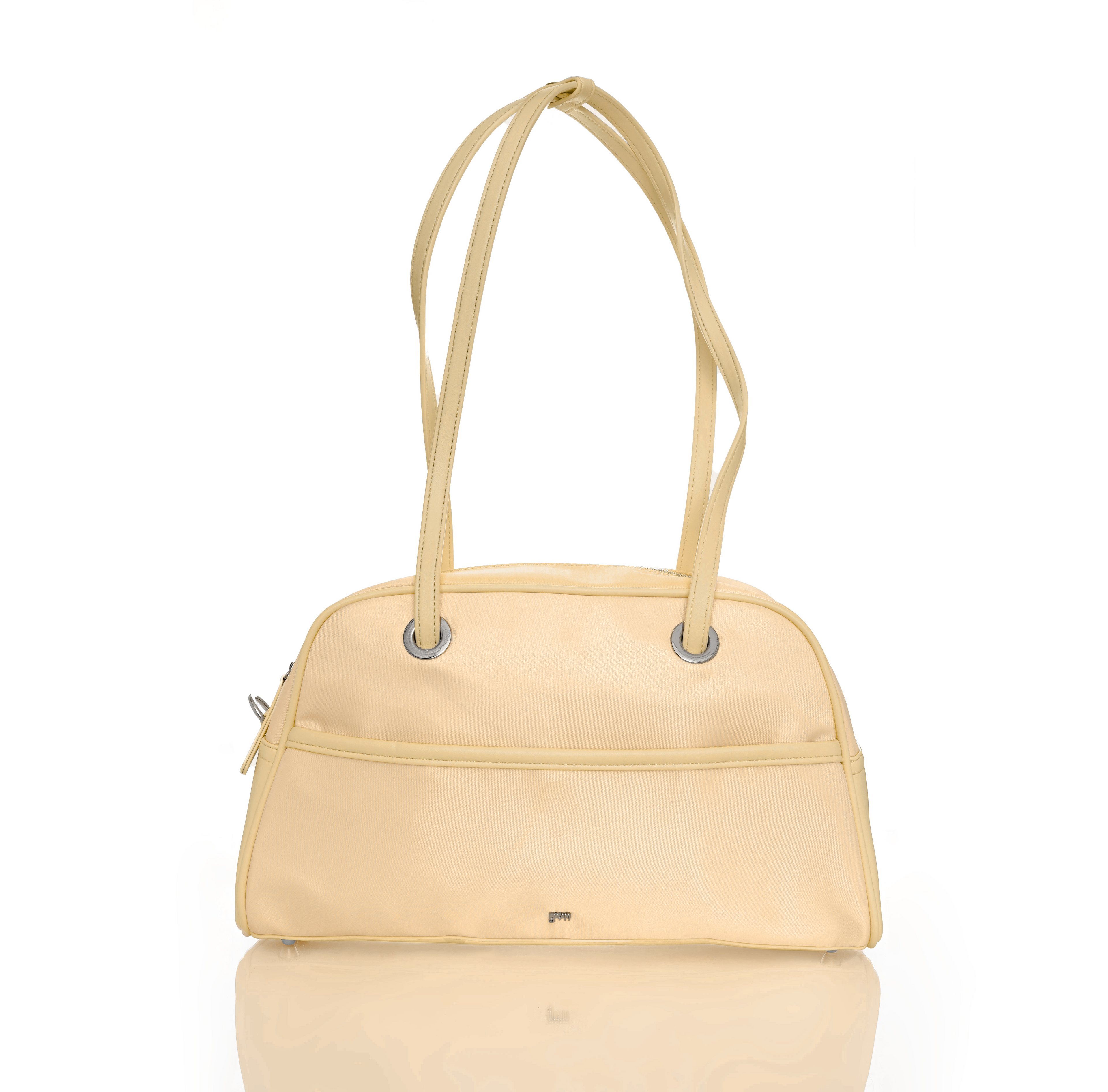 Medium Nylon Bowler Bag in Butter