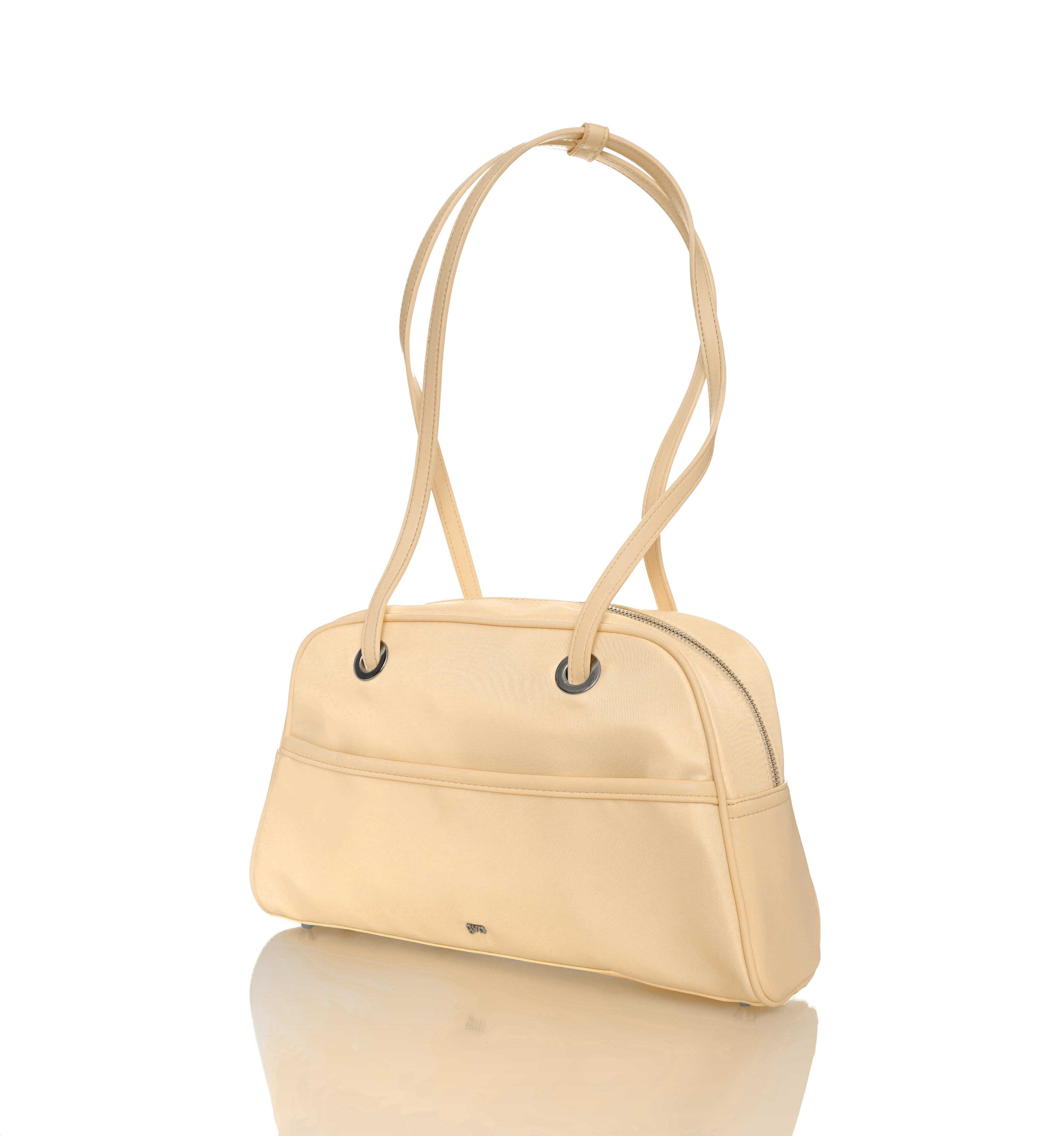 Medium Nylon Bowler Bag in Butter