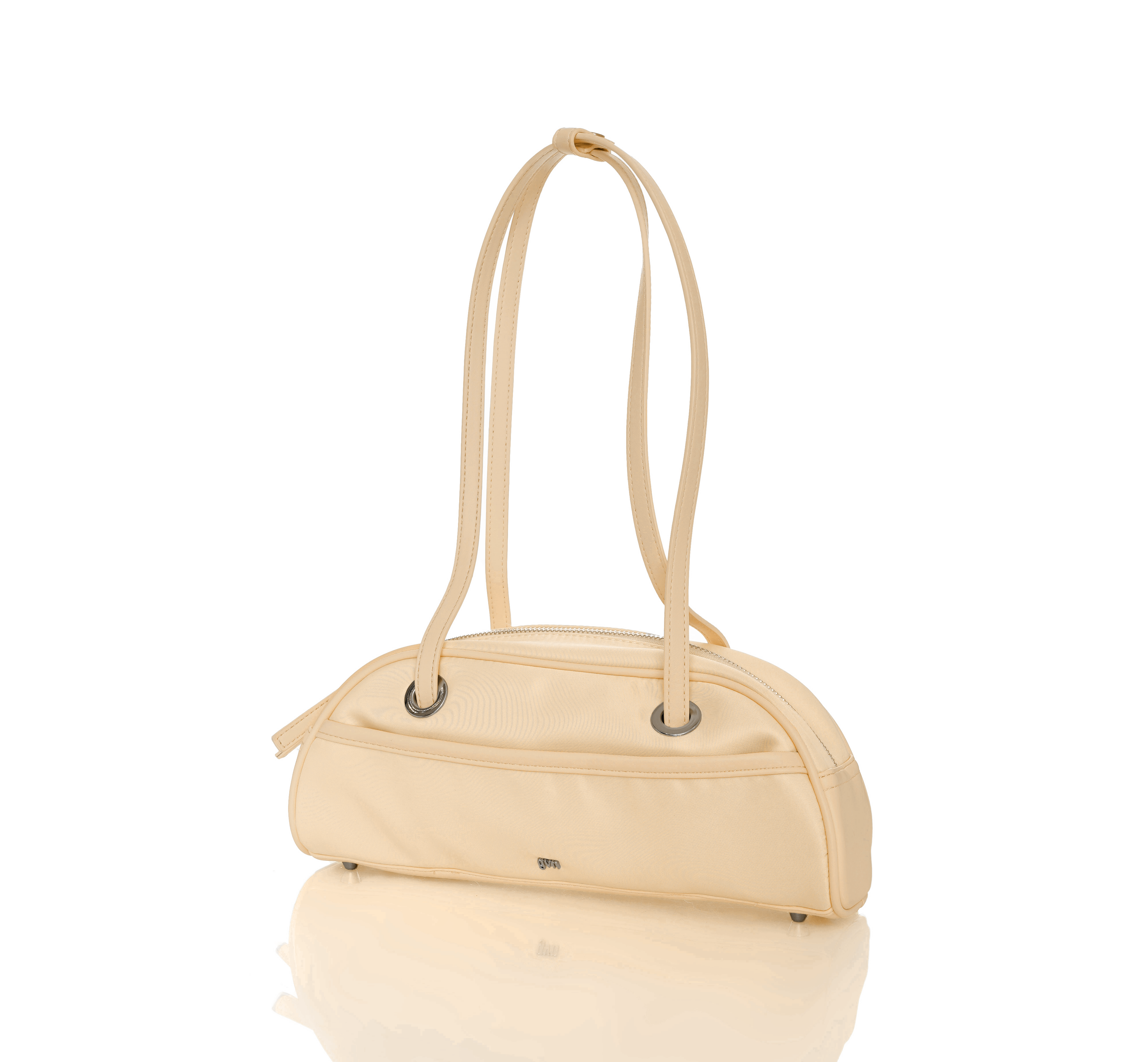 Small Nylon Bowler Bag in Butter