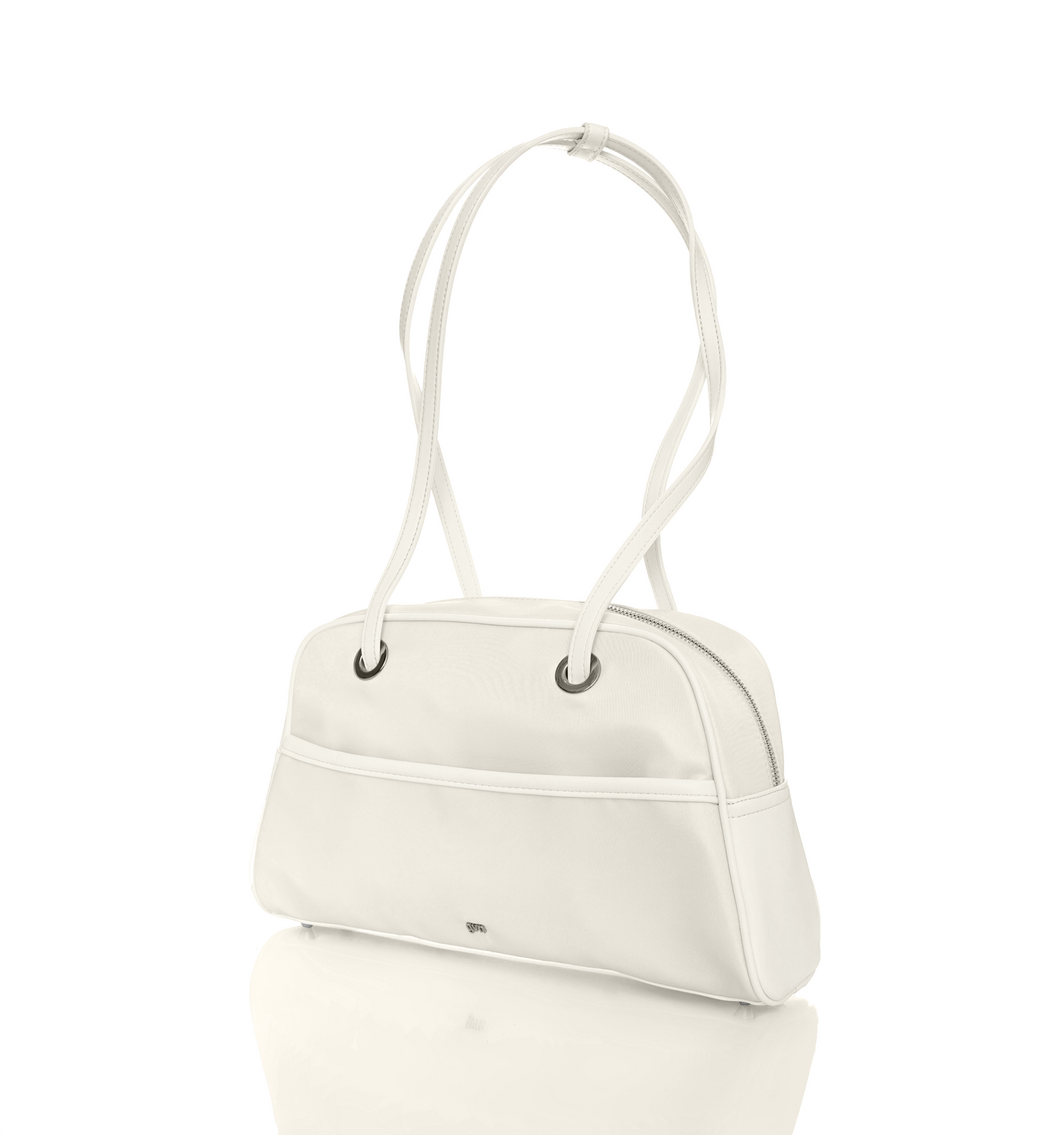 [ON HAND] Medium Nylon Bowler Bag in Chalk