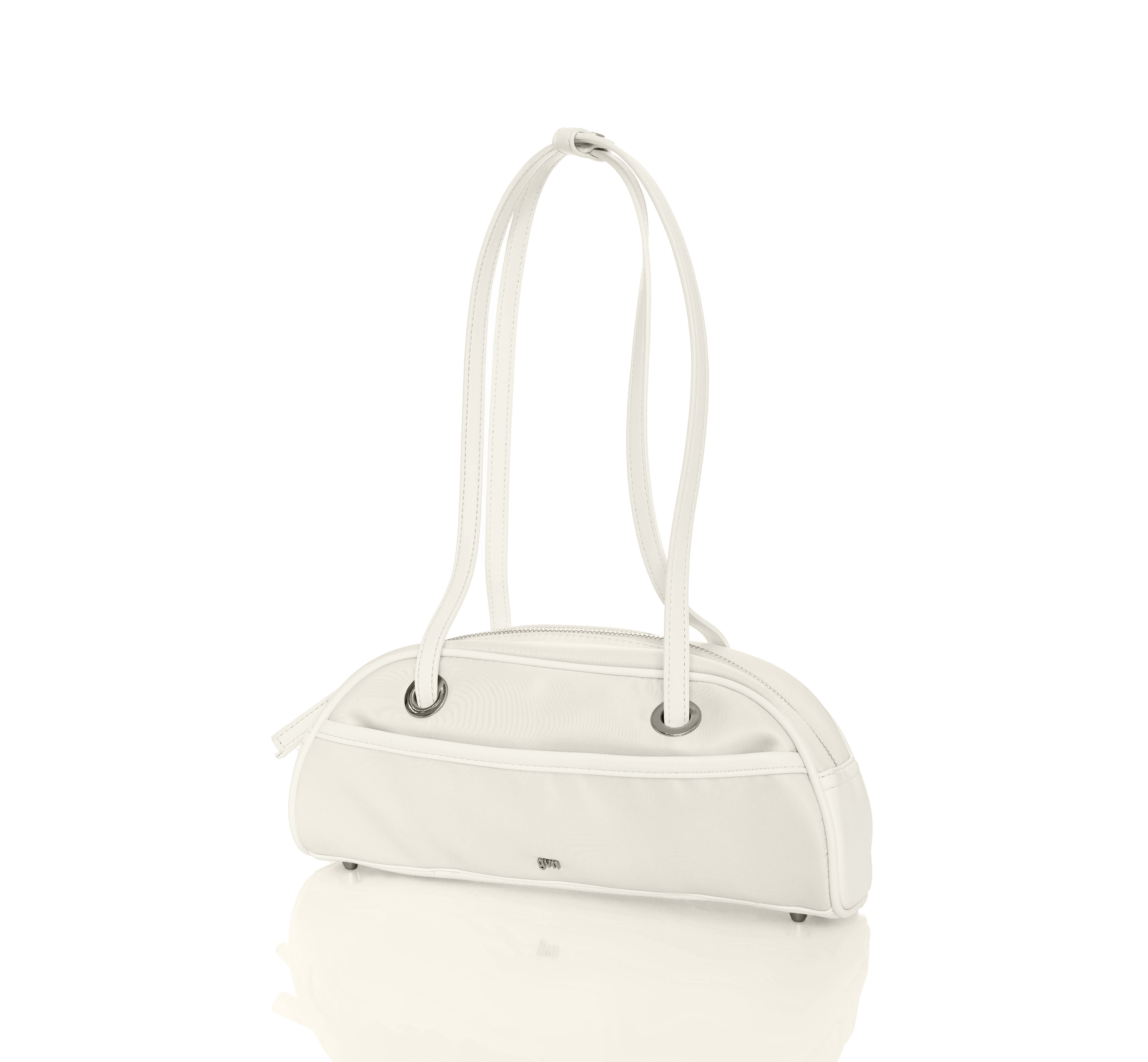 Small Nylon Bowler Bag in Chalk