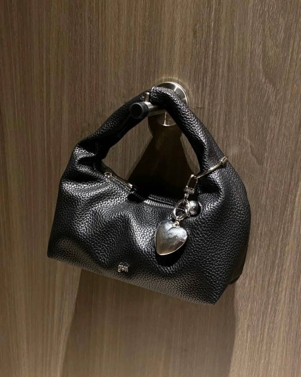 Mini Hobo Bag in Charcoal (Heavy Pebbled)
