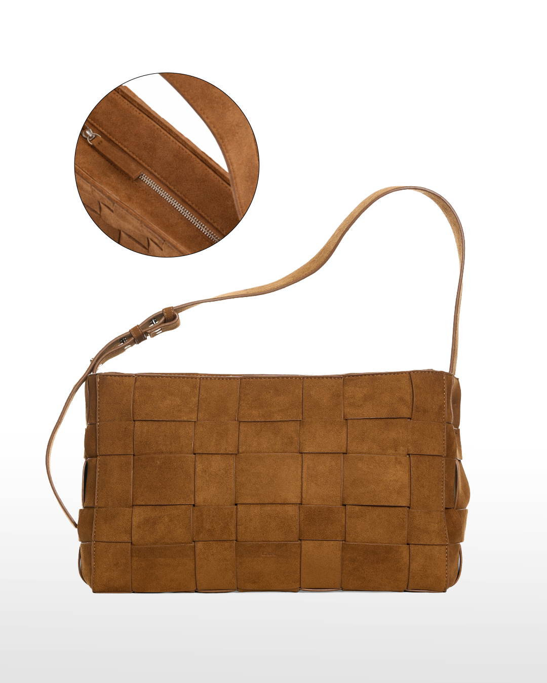 Large Woven Frame Bag in Suede Biscuit (2.0)