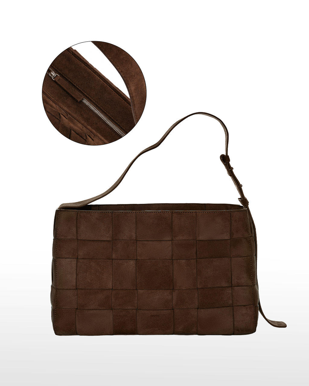 Large Woven Frame Bag in Suede Cocoa (2.0)