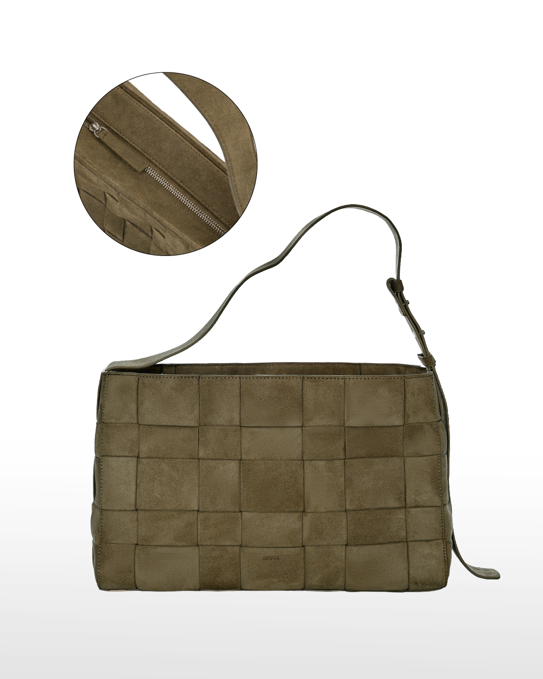 Large Woven Frame Bag in Suede Moss (2.0)