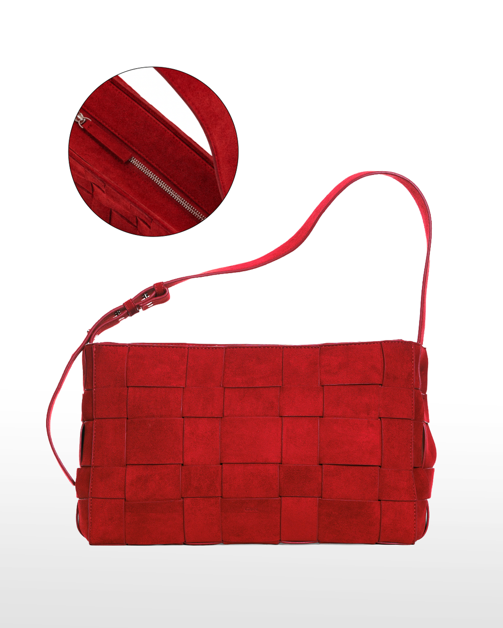 Large Woven Frame Bag in Suede Poppy (2.0)