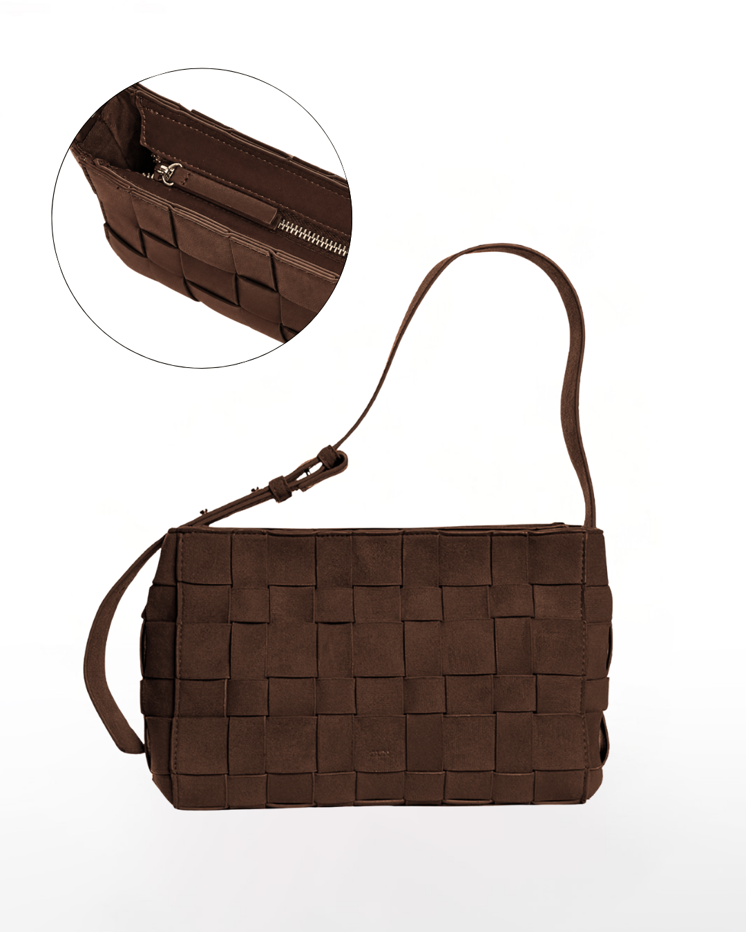 Medium Woven Frame Bag in Suede Cocoa (2.0)