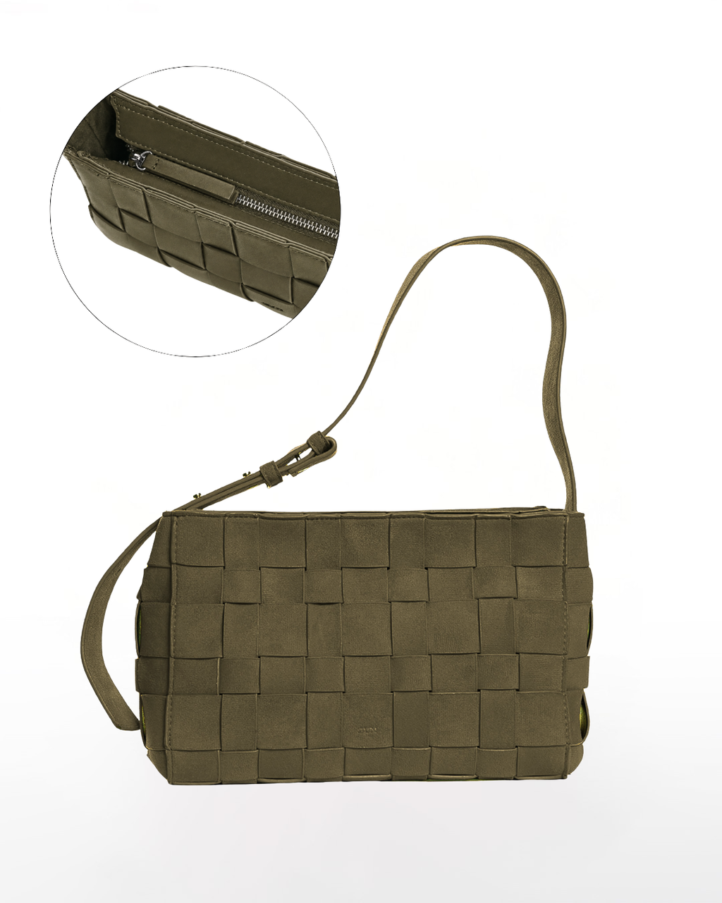 Medium Woven Frame Bag in Suede Moss (2.0)