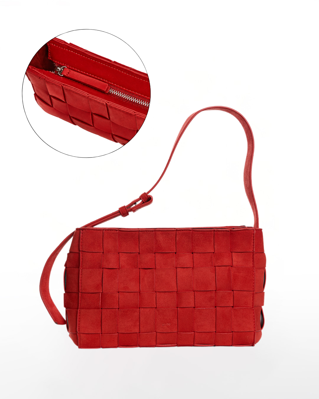 Medium Woven Frame Bag in Suede Poppy (2.0)