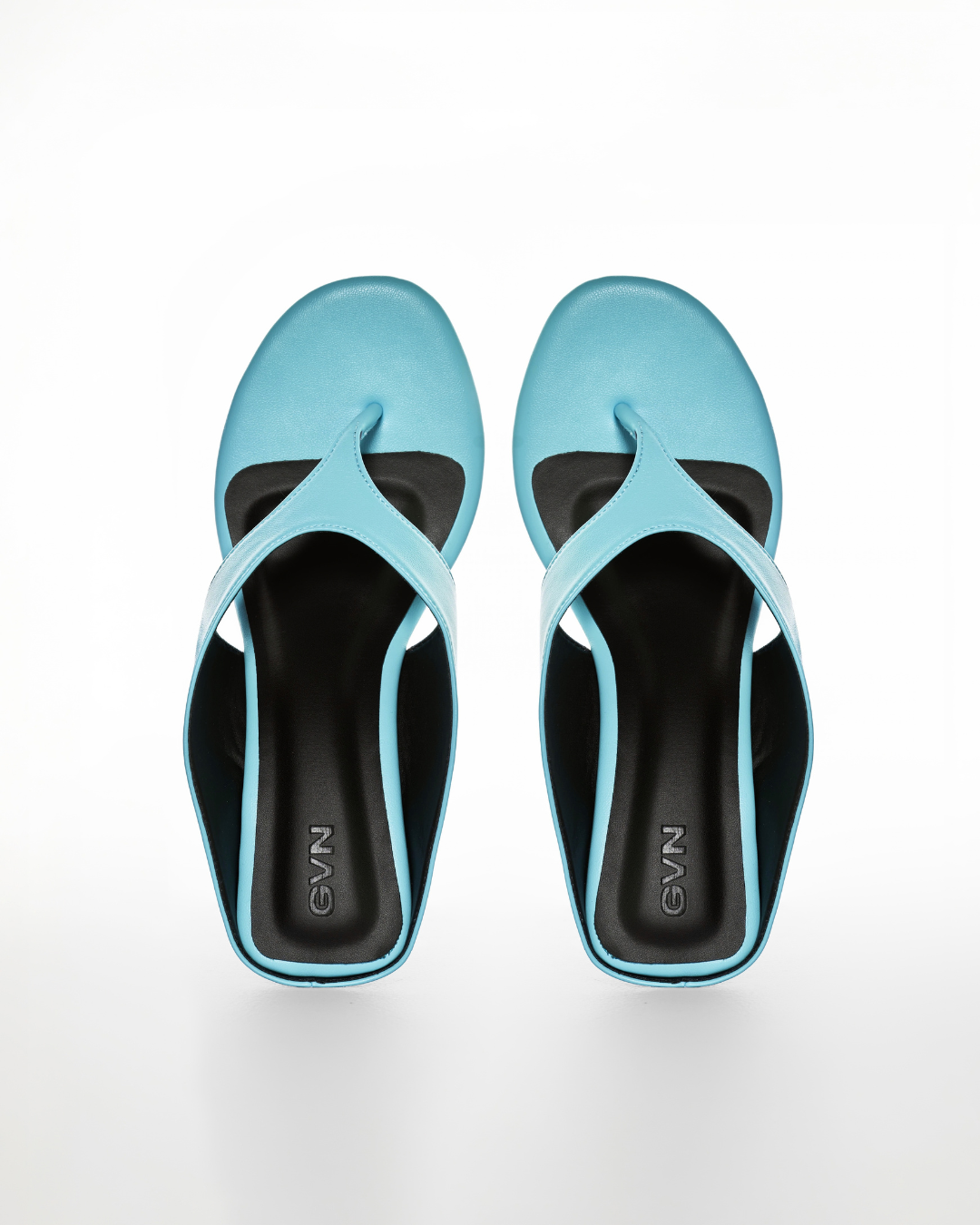 Slip Wedge in Leather Aqua (2.5")
