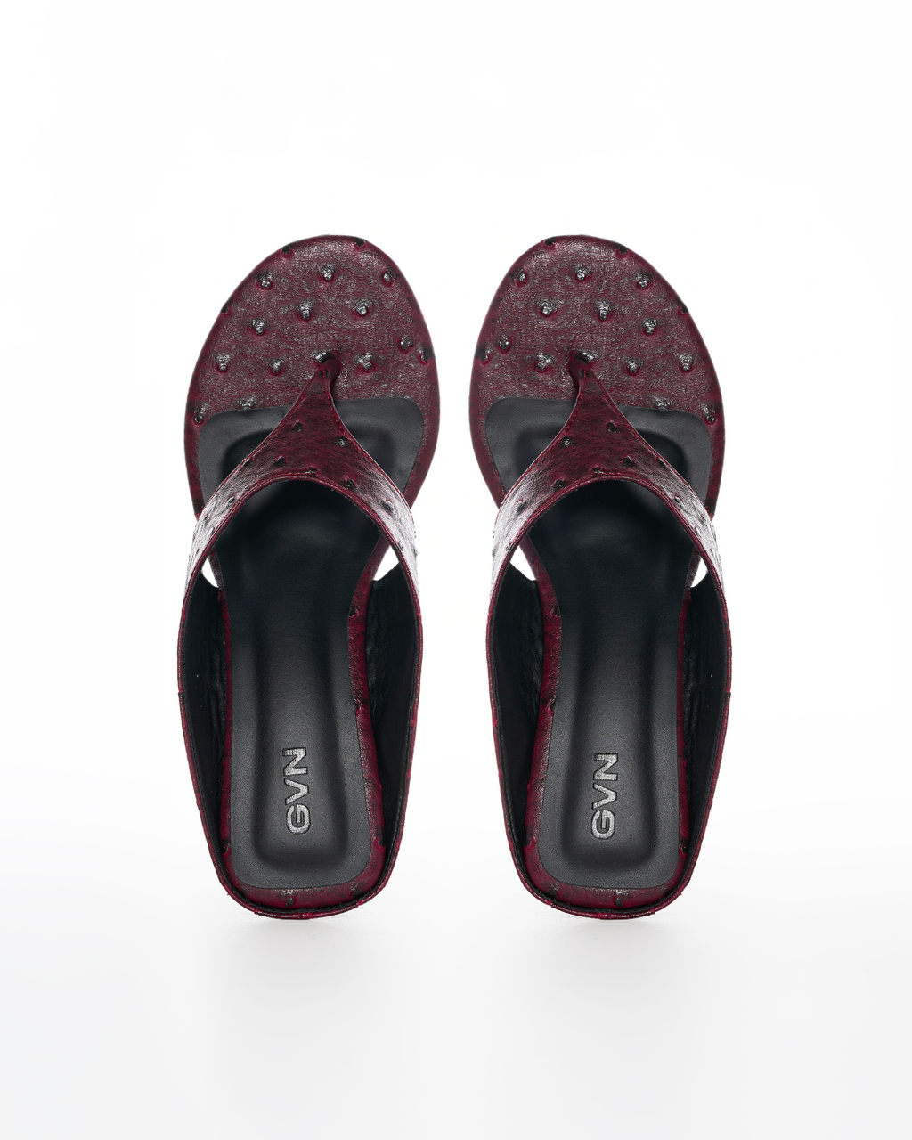 Slip Wedge in Leather Oxblood Ostrich (2.5")