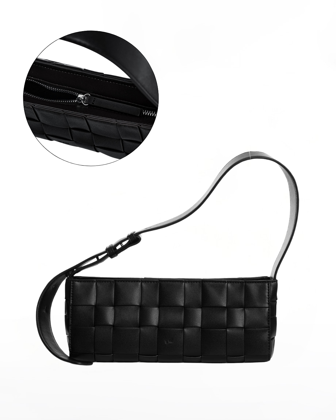 Small Woven Frame Bag in Charcoal (2.0)