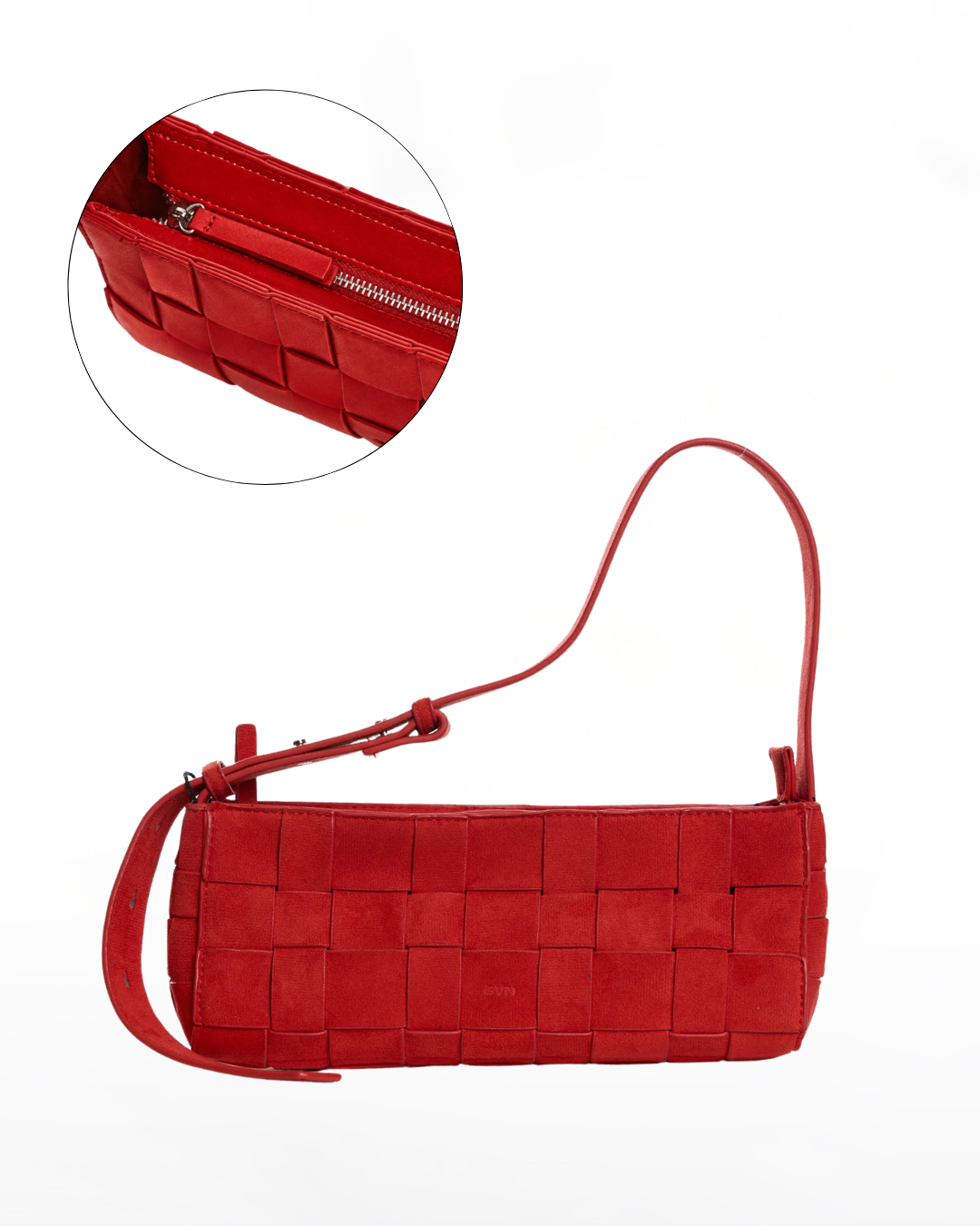 Small Woven Frame Bag in Suede Poppy (2.0)