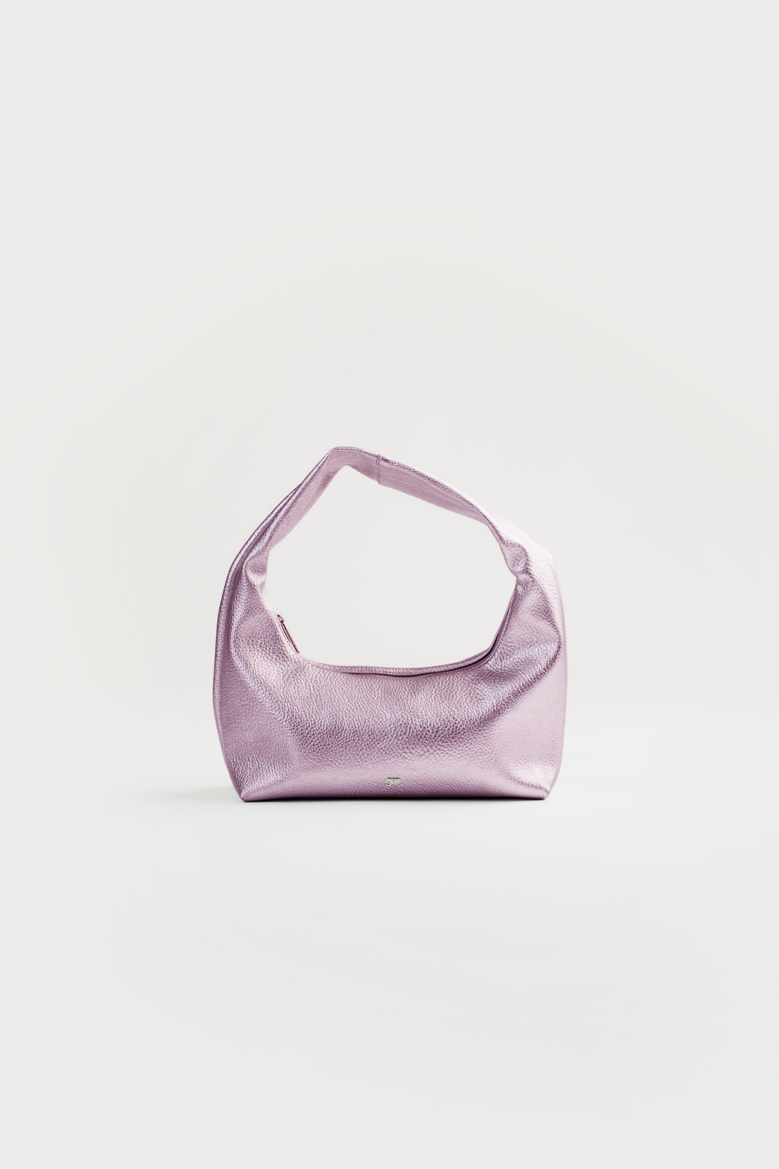 Small Hobo Bag in Metallic Pink (Heavy Pebbled)