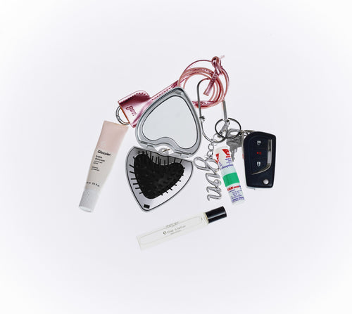 Compact Mirror & Brush Keychain (with Personalized Initials)