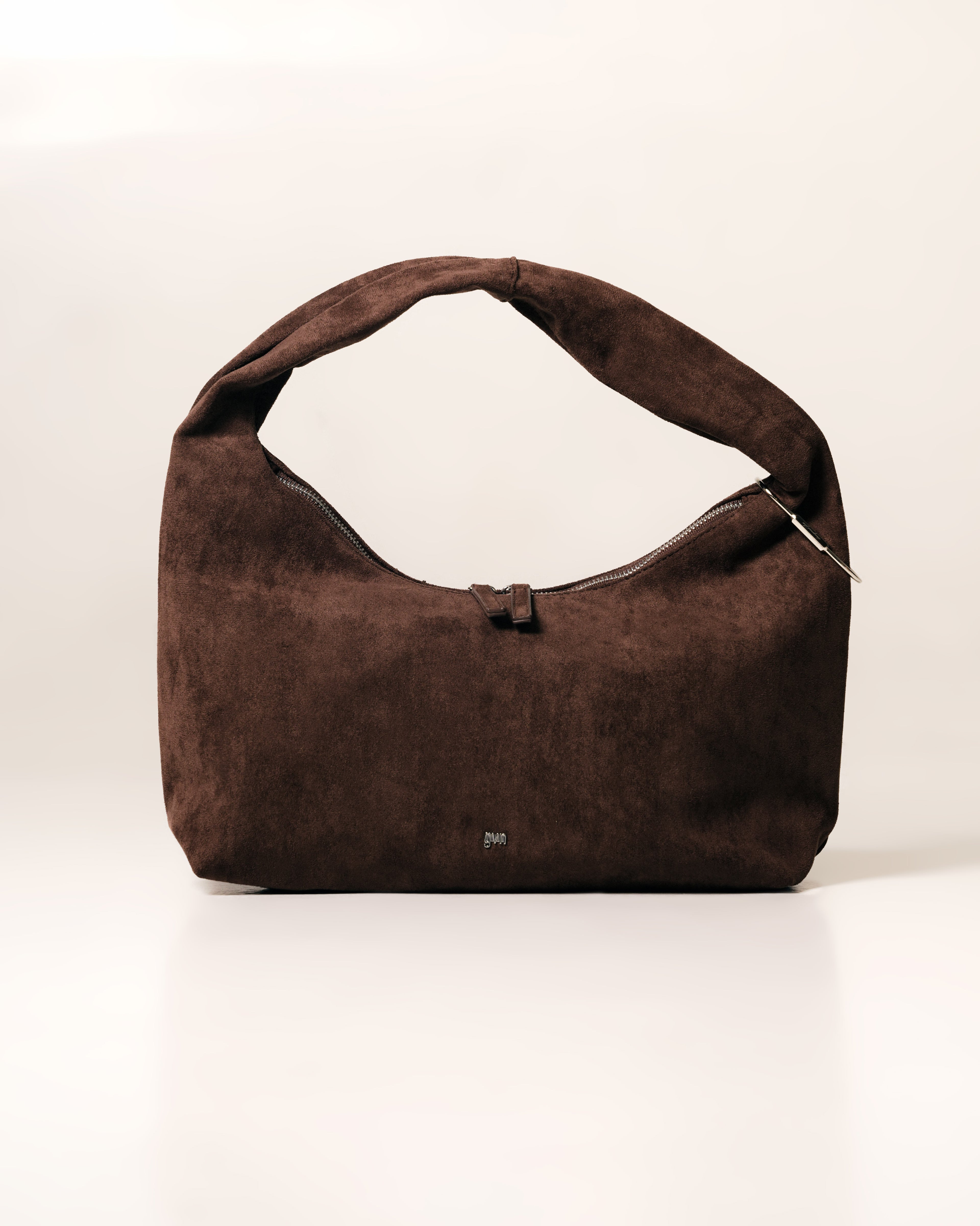 Midi Hobo Bag in Suede Cocoa