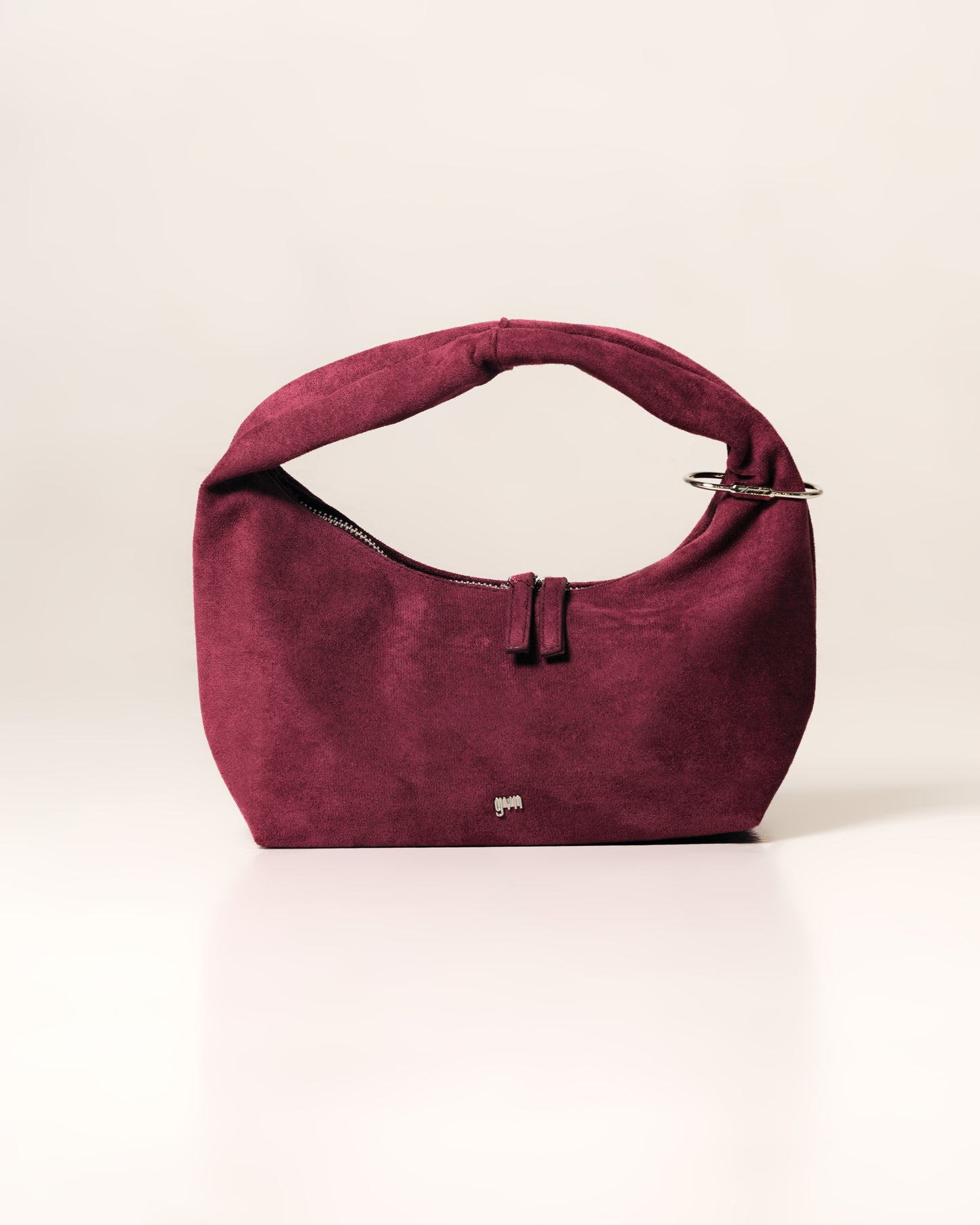 [ON HAND] Midi Hobo Bag in Suede Burgundy