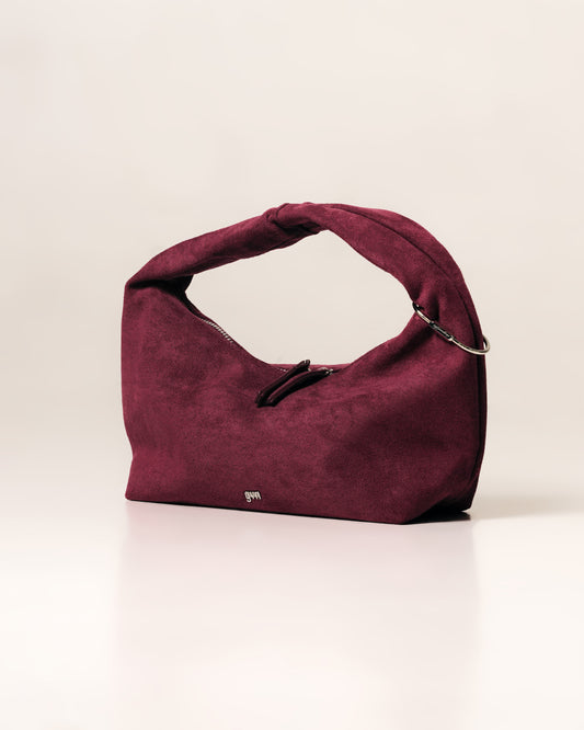 [ON HAND] Midi Hobo Bag in Suede Burgundy