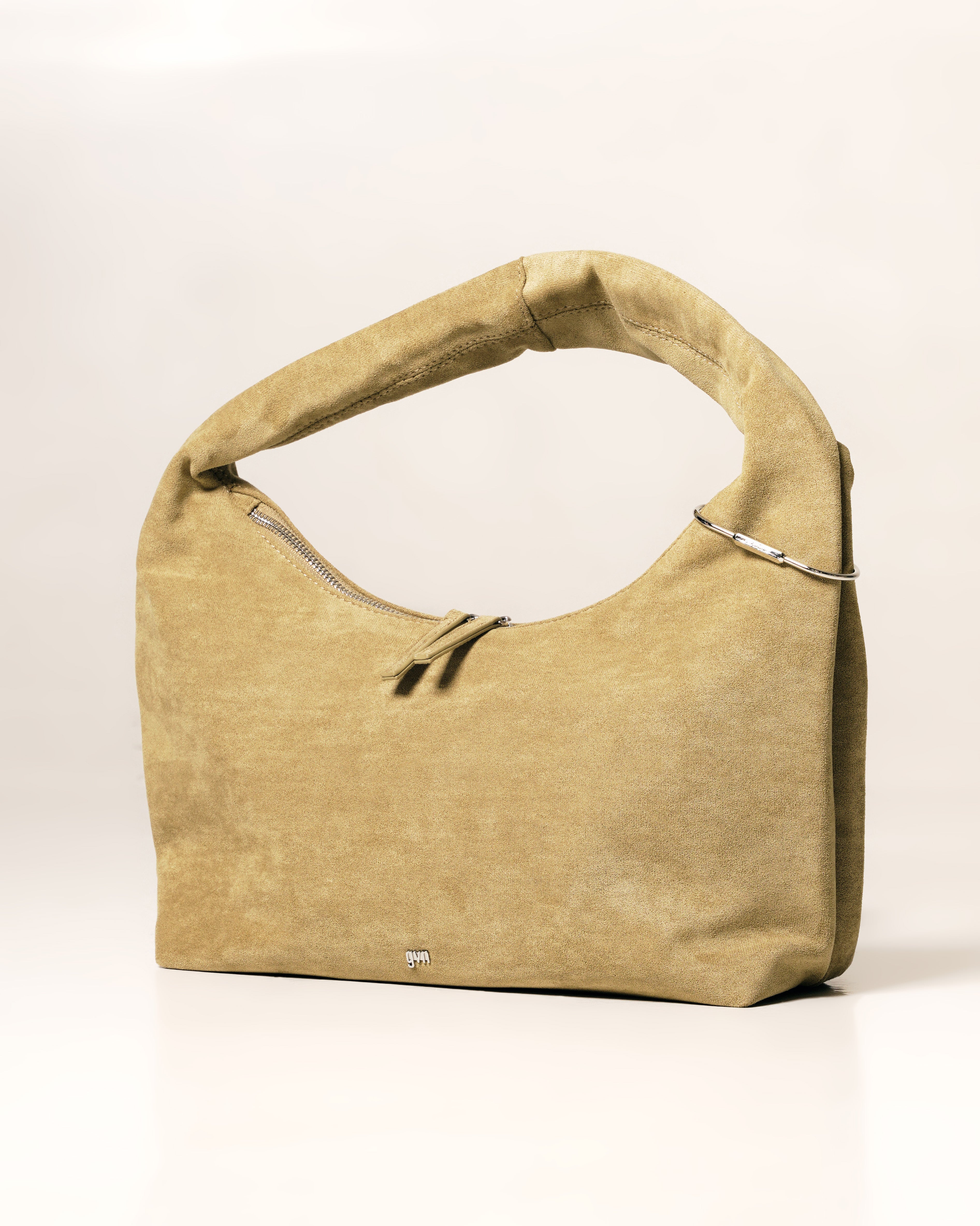 Medium Hobo Bag in Suede Khaki