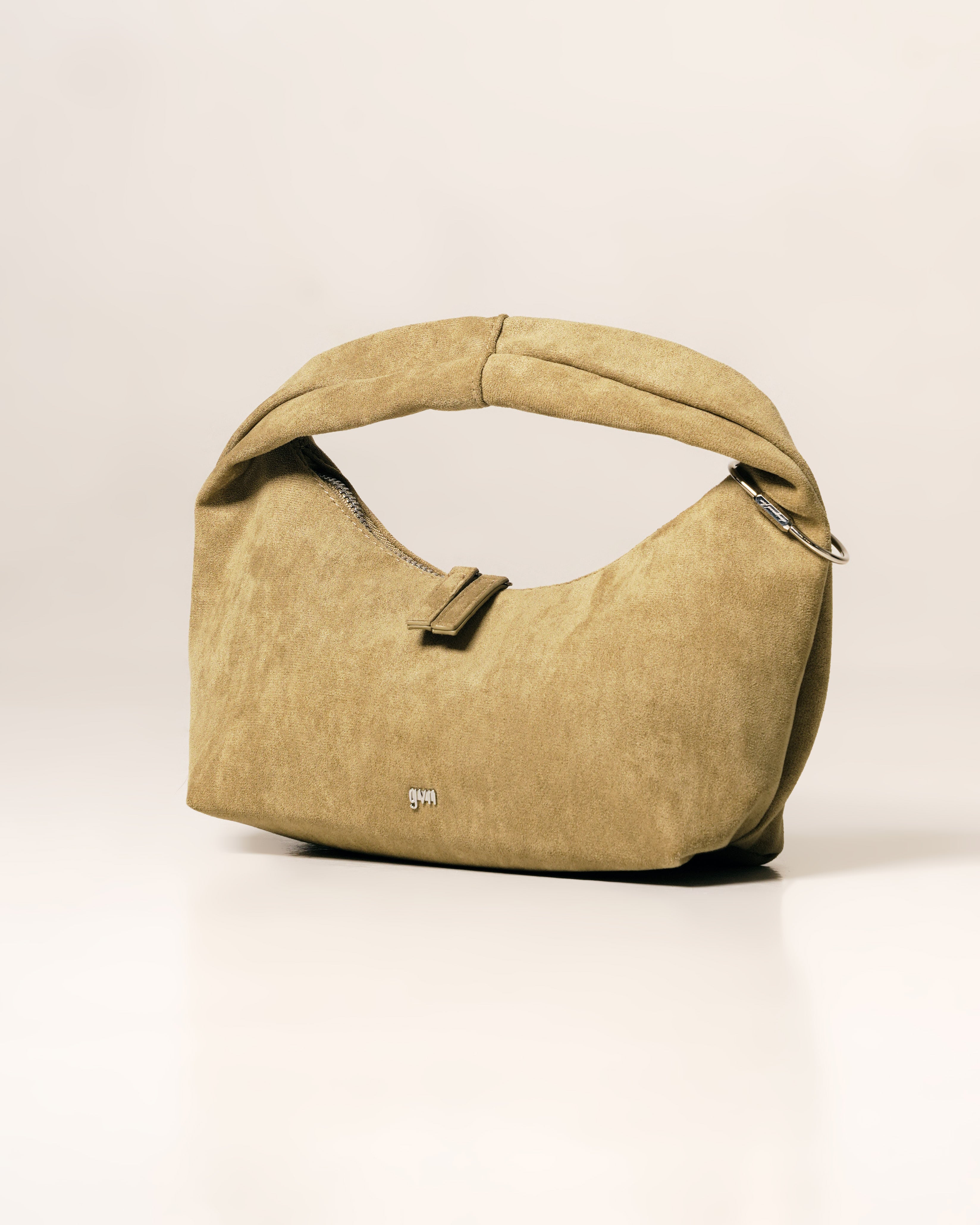 Midi Hobo Bag in Suede Khaki
