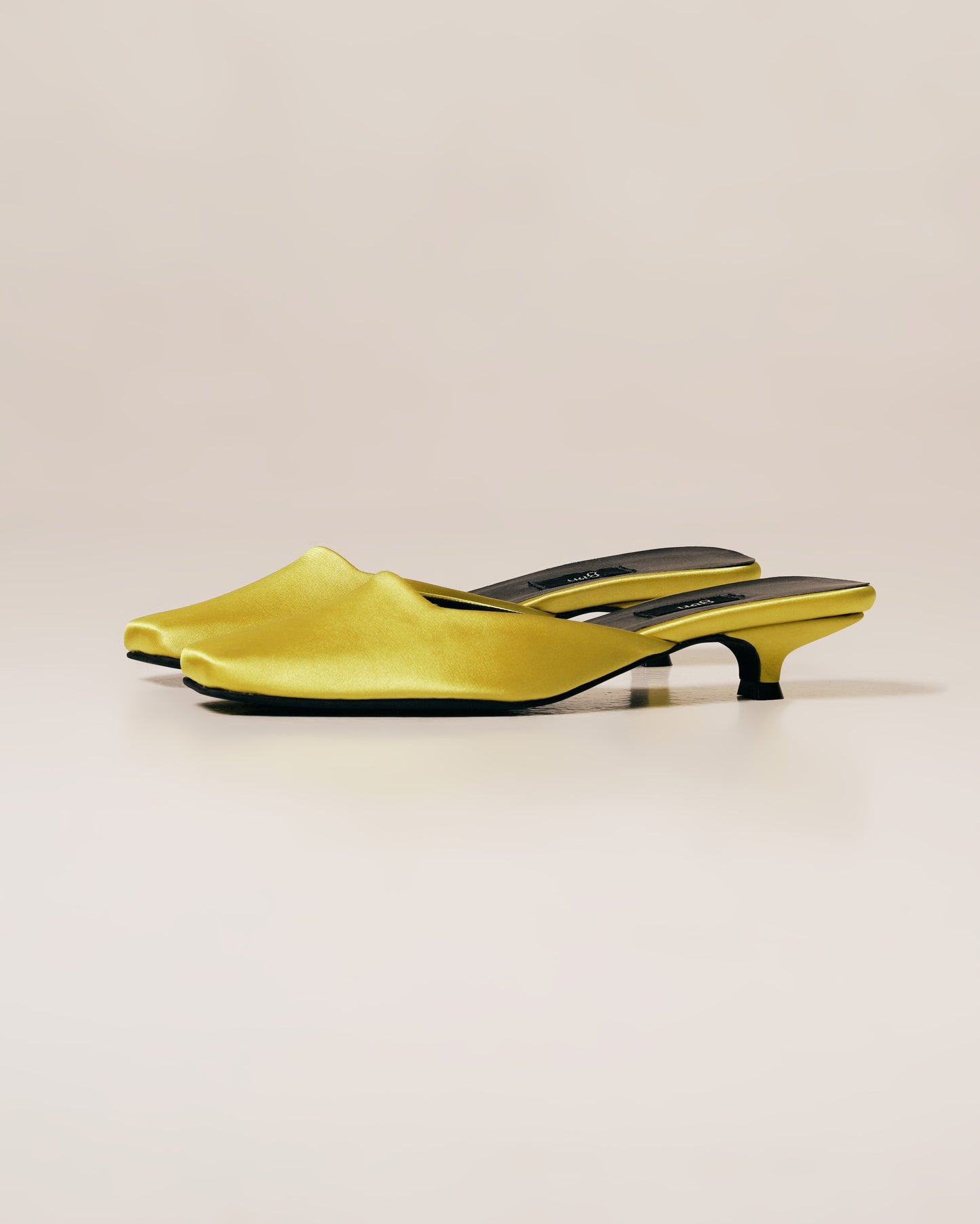 [ON HAND] Satin Mules in Chartreuse