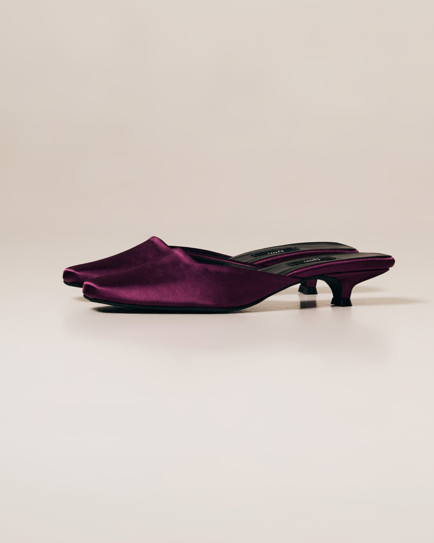 [ON HAND] Satin Mules in Plum