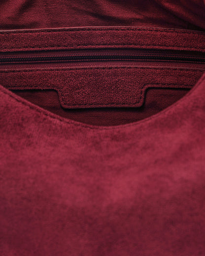 [ON HAND] Midi Hobo Bag in Suede Burgundy