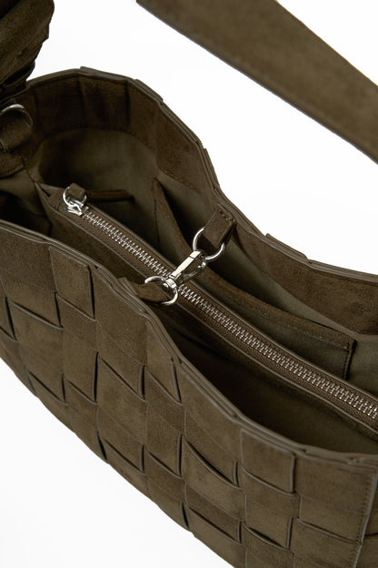 [ON HAND] Woven Frame Bag in Suede Cocoa