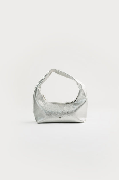 [ON HAND] Small Hobo Bag in Silver (Heavy Pebbled)