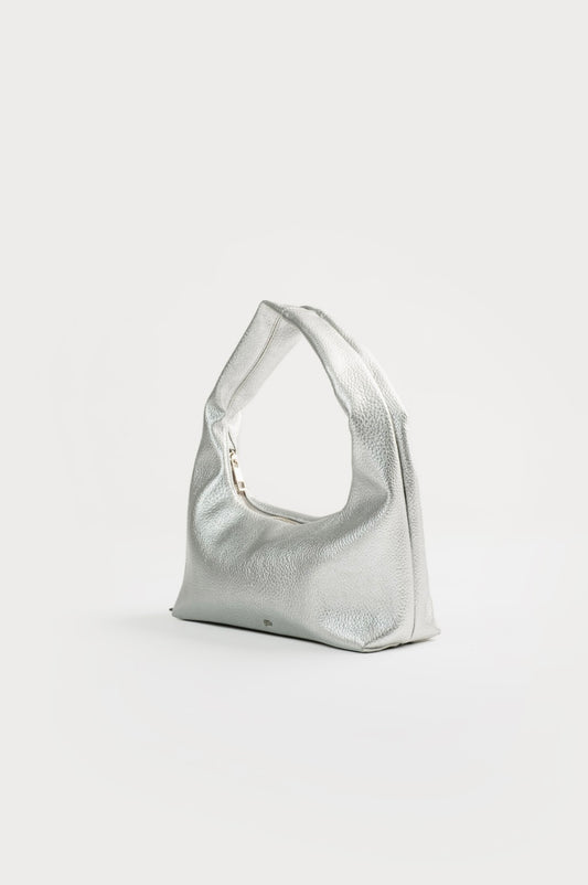 [PRE-ORDER] Small Hobo Bag in Silver (Heavy Pebbled)