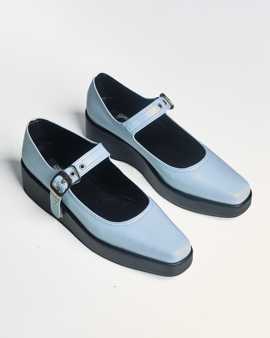 [ON HAND] Platform Mary Janes in Cornflower