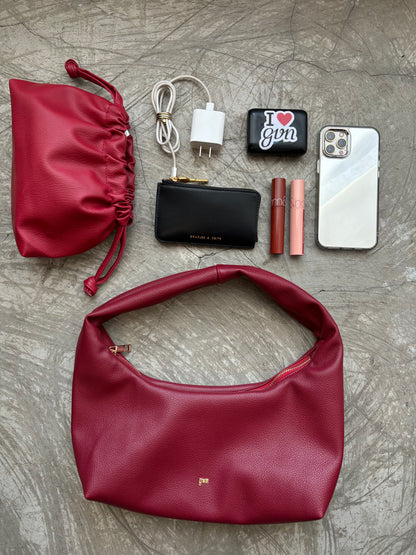 [ON HAND] Small Hobo Bag in Burgundy (Light Pebbled)