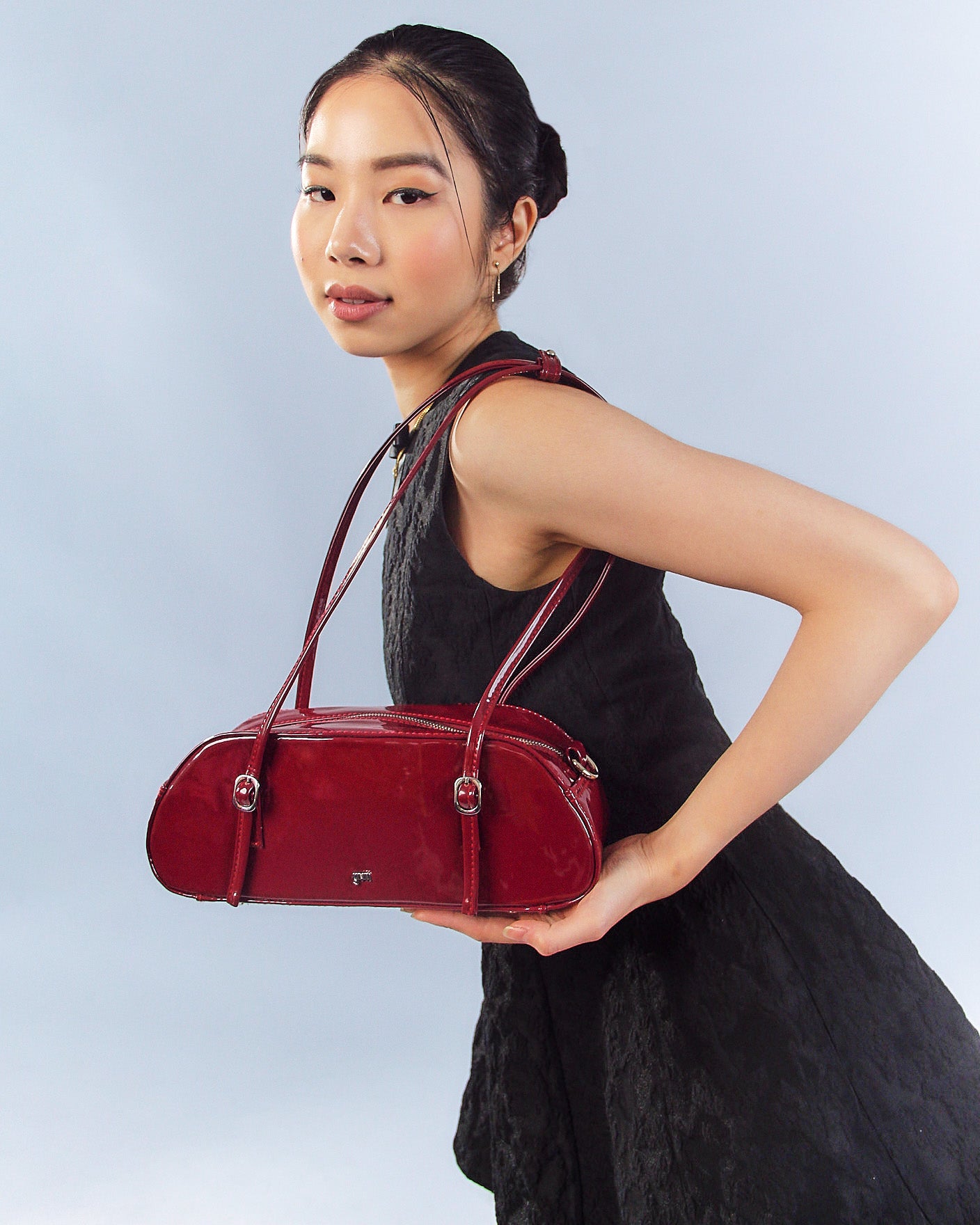 Baguette Bag in Burgundy (Patent)