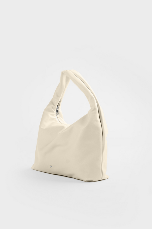 [ON HAND] Large Hobo Bag in Eggshell (Heavy Pebbled)