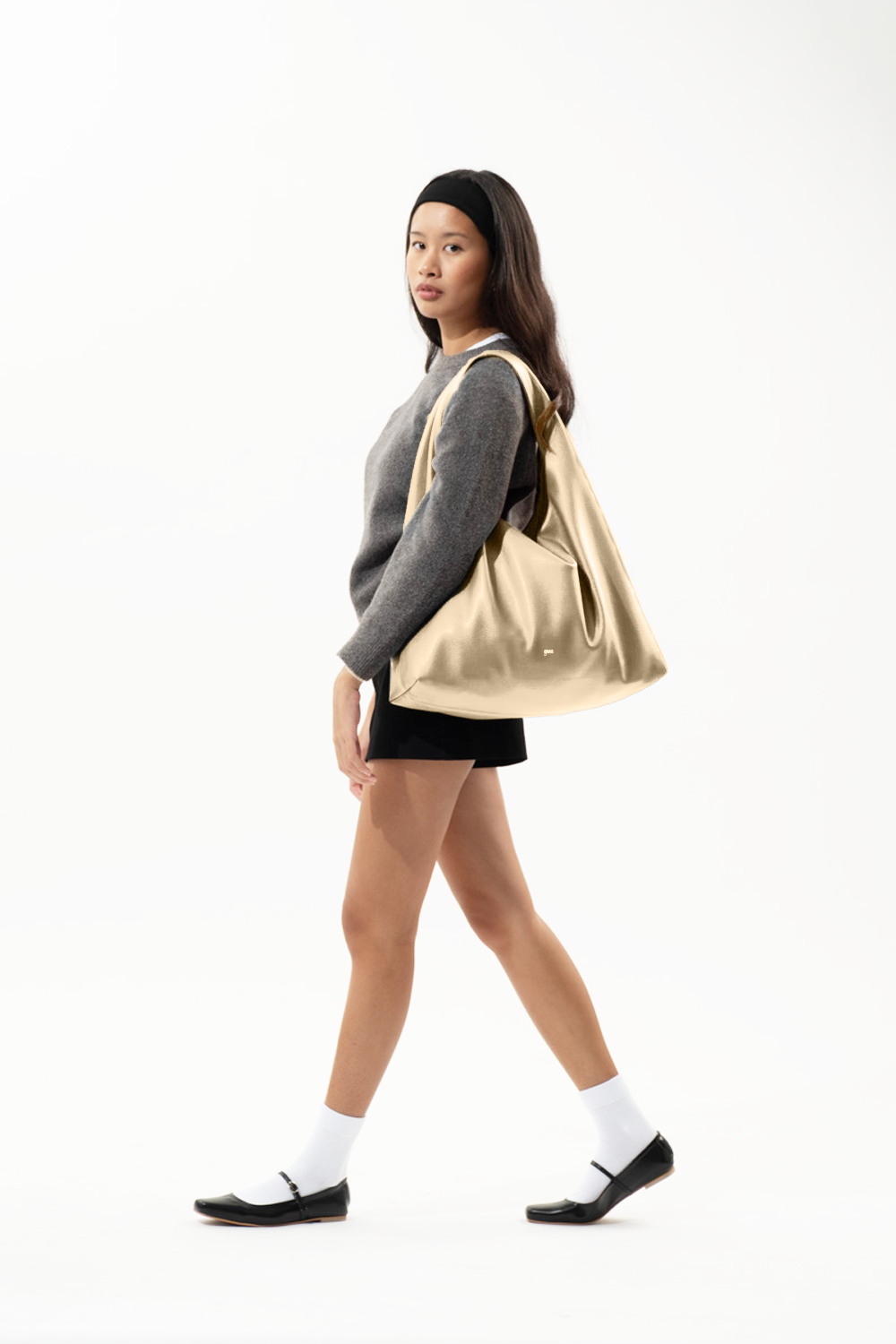 [ON HAND] Large Hobo Bag in Gold (Heavy Pebbled)