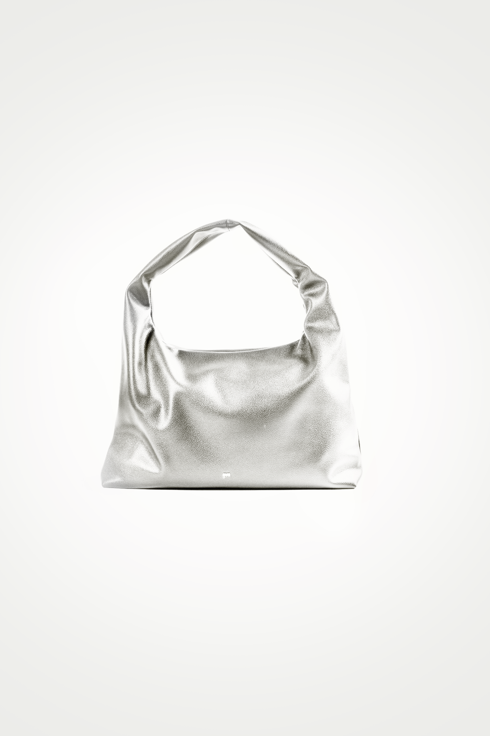 Large Hobo Bag in Silver (Heavy Pebbled)