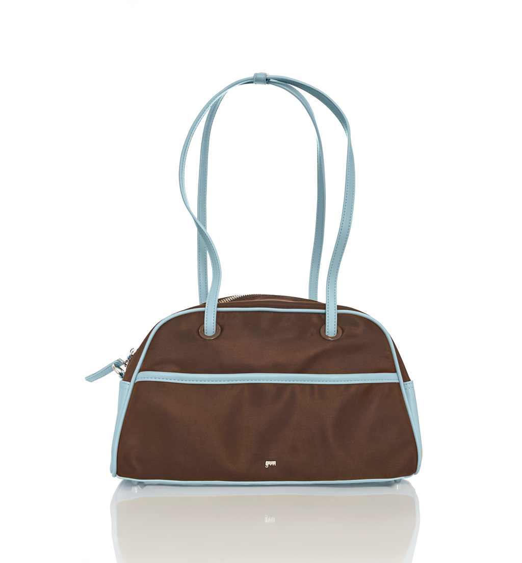 Medium Nylon Bowler Bag in Slate