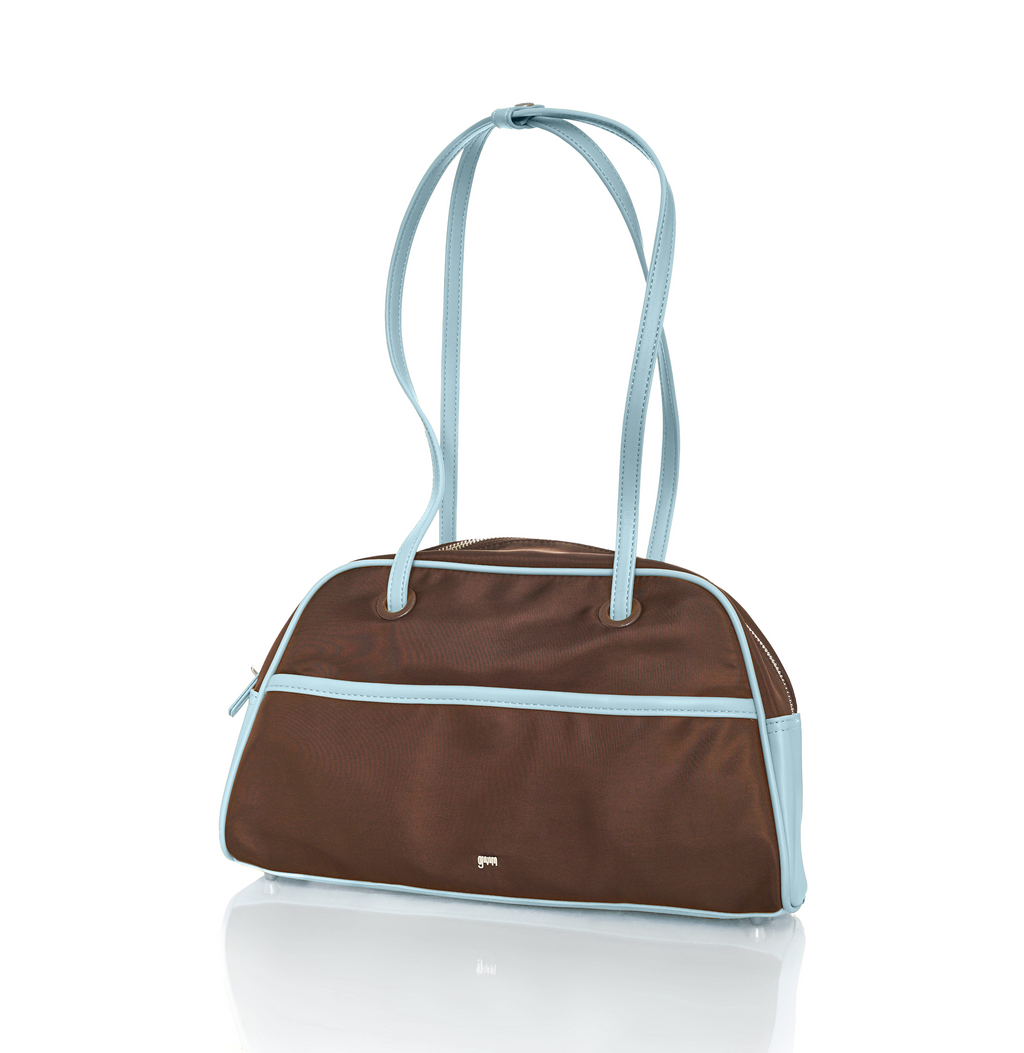 Medium Nylon Bowler Bag in Slate