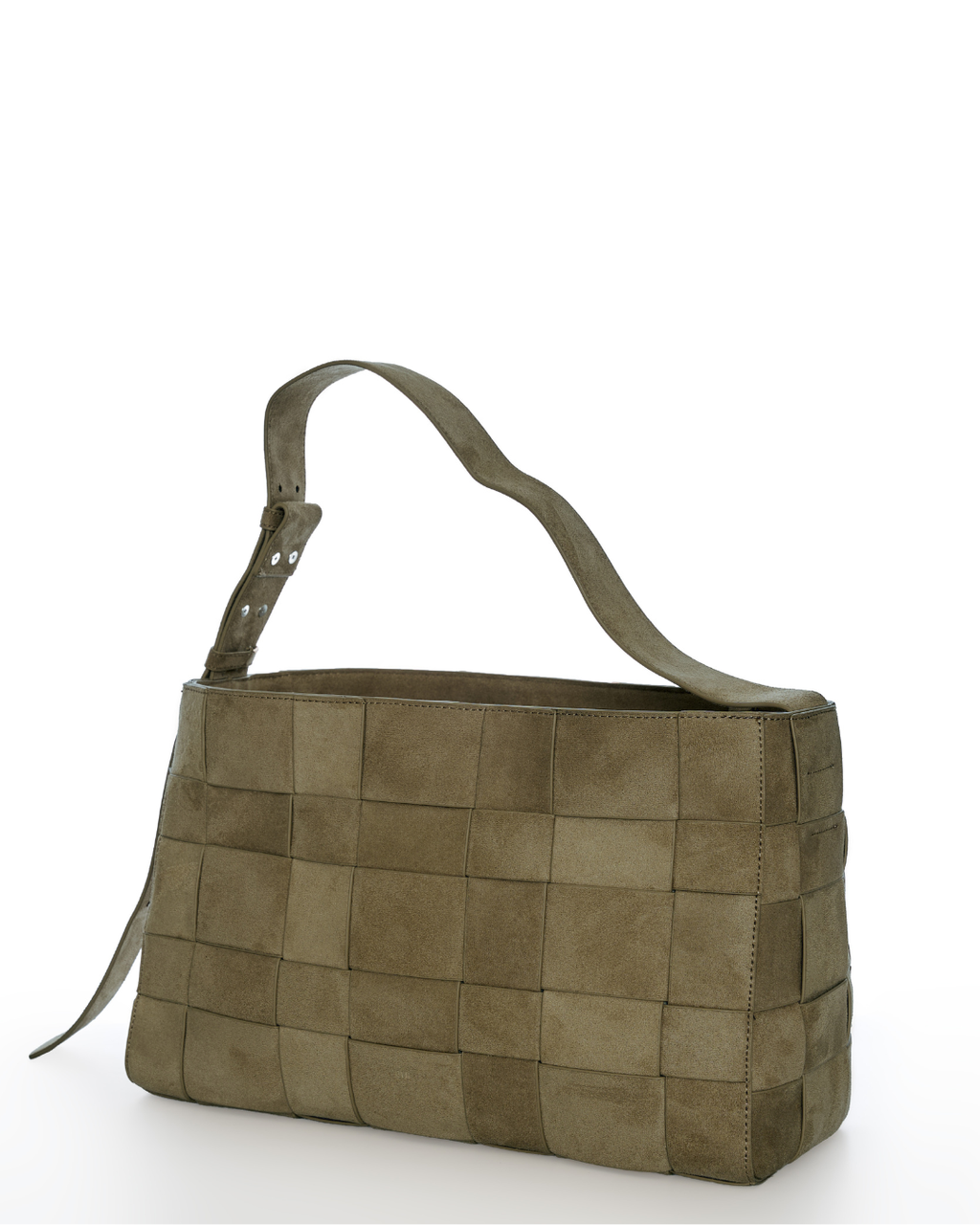 Large Woven Frame Bag in Suede Moss