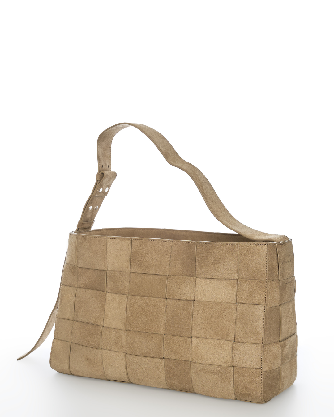 Large Woven Frame Bag in Suede Sand