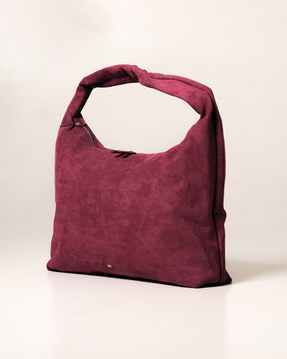 [ON HAND] Large Hobo Bag in Suede Burgundy